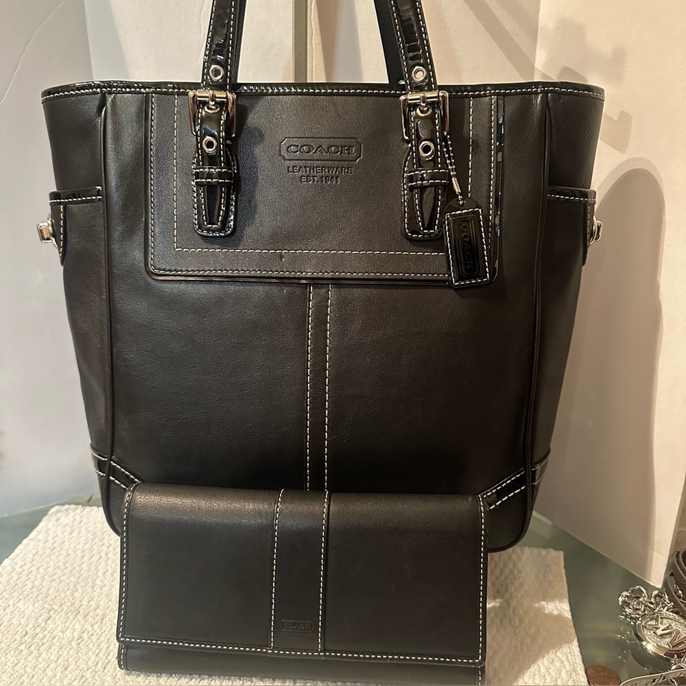 Coach legacy tote and wallet set